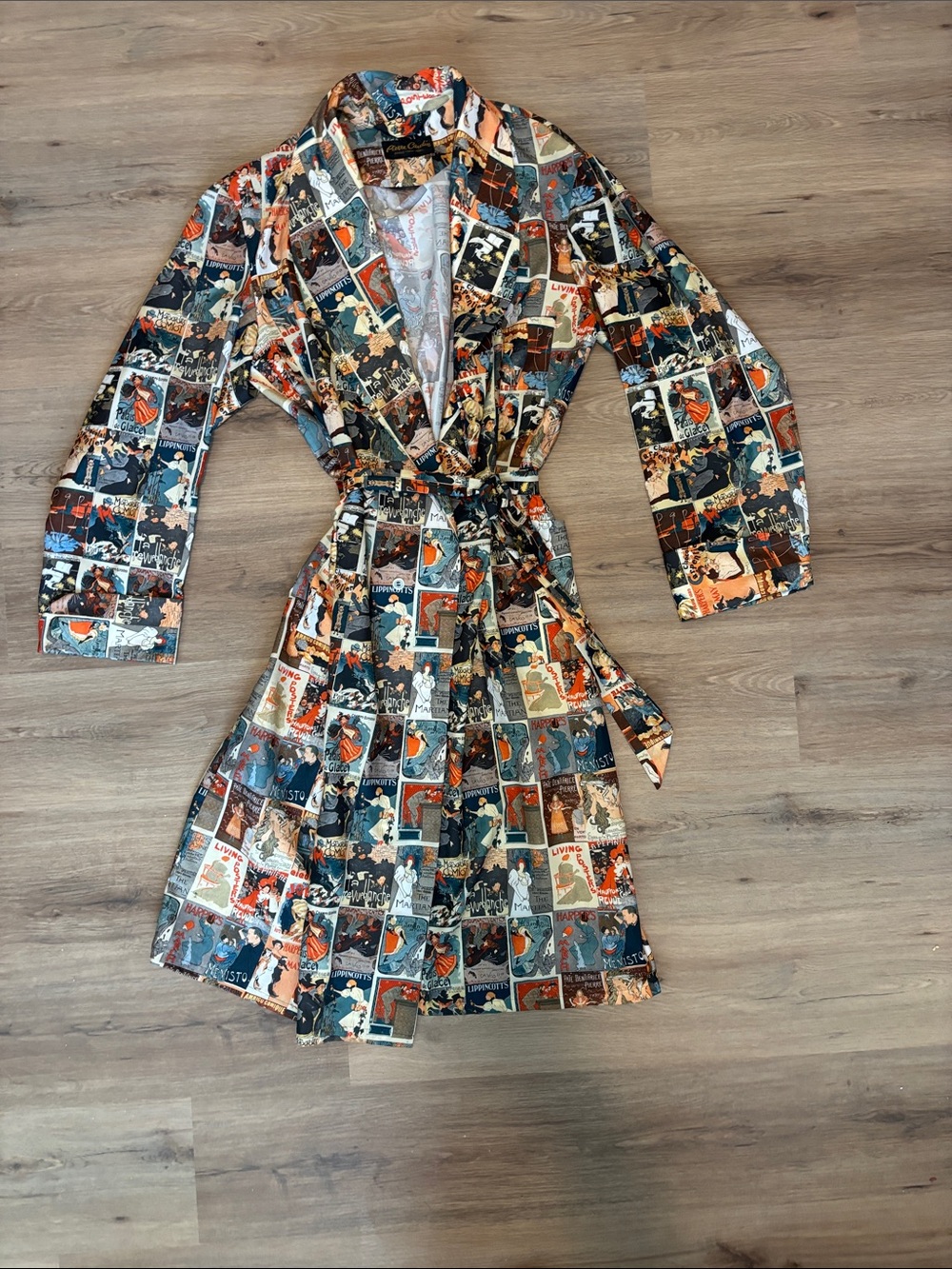 Vintage Pierre Cardin - Paris Collage Print Kimono Robe